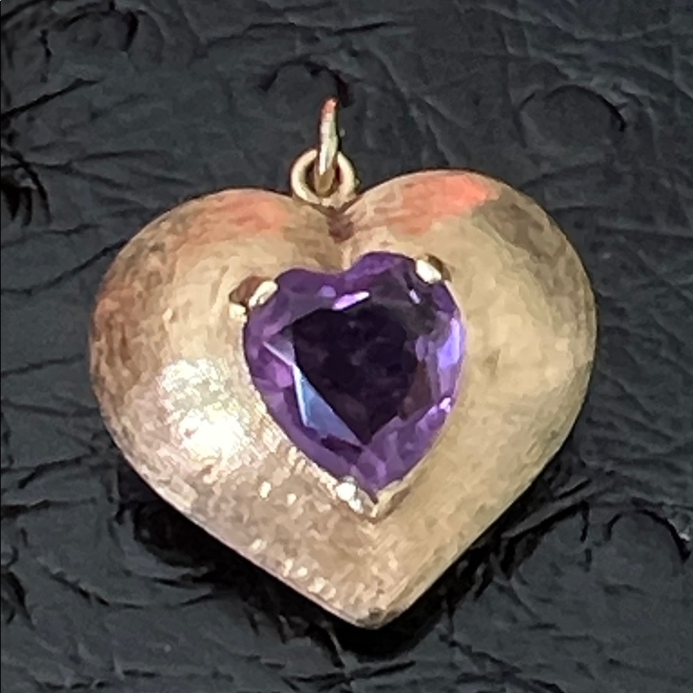 14k gold charm with amethyst Gemstone - Picture 4 of 10